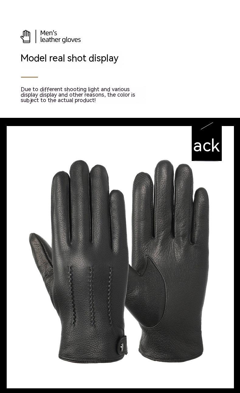 Fleece-lined Thickened Real Leather Gloves shoes, Bags & accessories