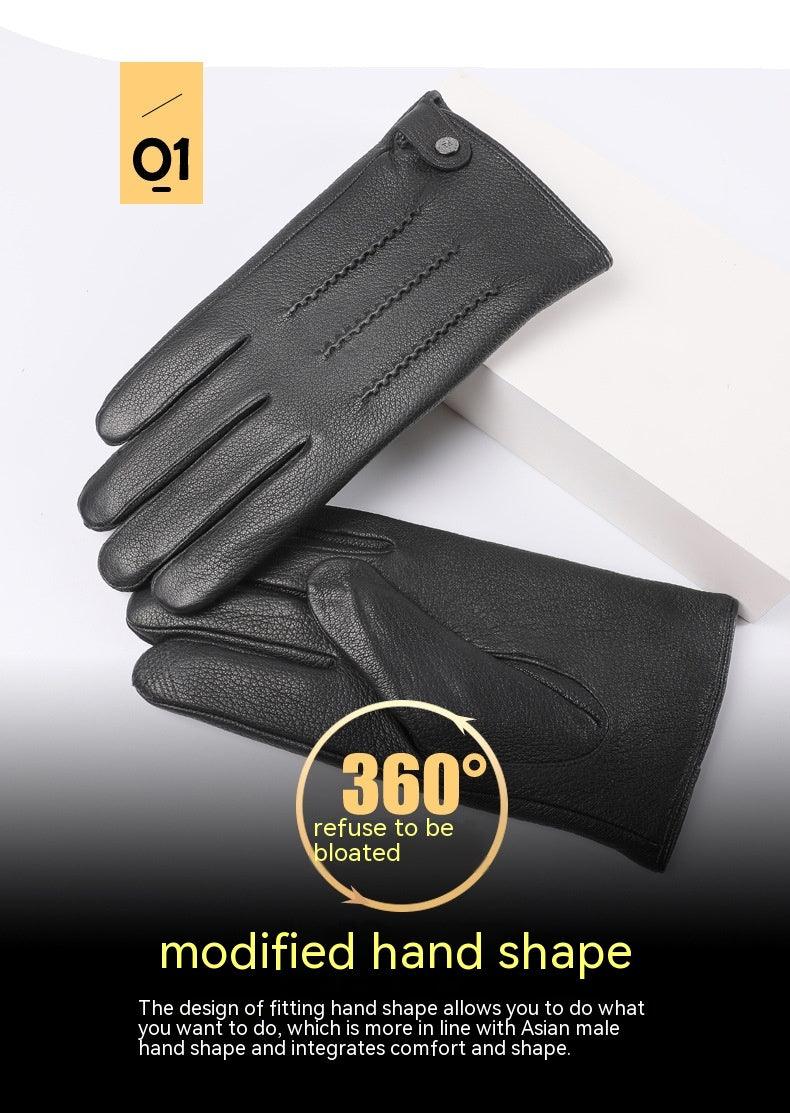 Fleece-lined Thickened Real Leather Gloves shoes, Bags & accessories