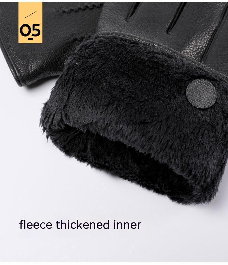 Fleece-lined Thickened Real Leather Gloves shoes, Bags & accessories