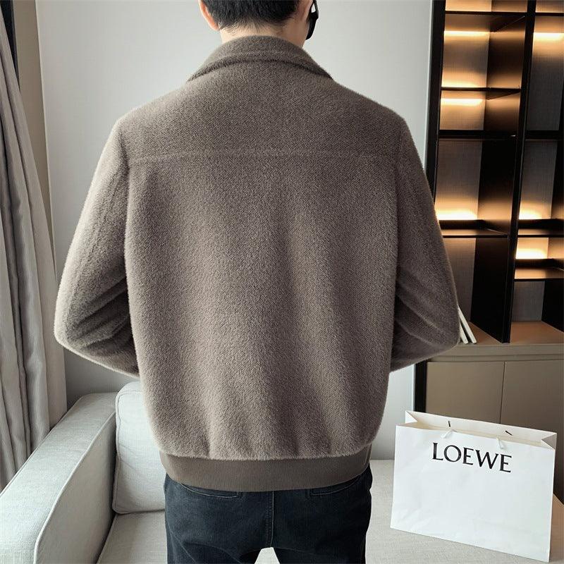 Golden Mink Velvet Lapel Fur Coat Winter clothes for men