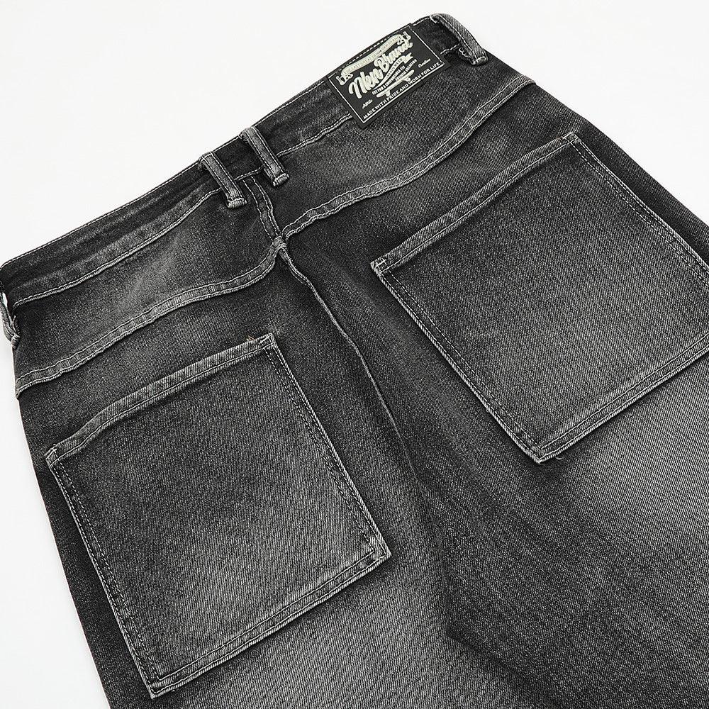 Heavy Washed Black And Gray Worn Jeans Pants & Jeans