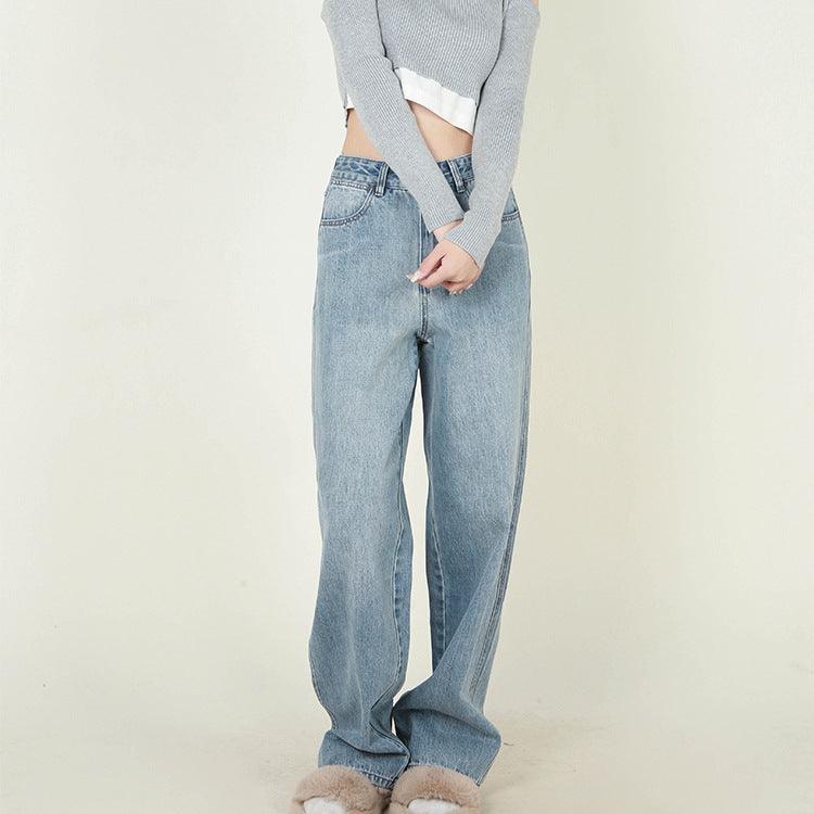 High Waist Loose Daddy Denim Trousers For Women Bottom wear