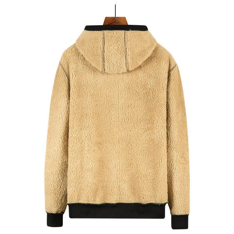 Hooded Thick Lamb Fleece Cardigan Sweater Winter clothes for men