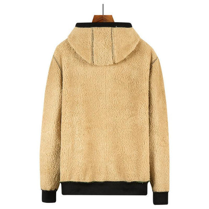 Hooded Thick Lamb Fleece Cardigan Sweater Winter clothes for men