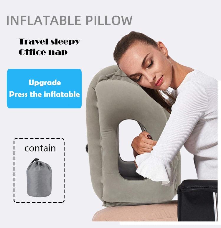 Inflatable Cushion Travel Pillow Neck Chin Head Support Pillows