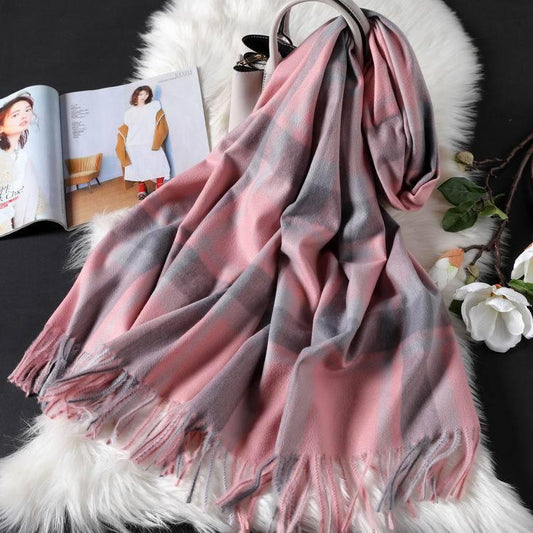 Long tassel double-sided cashmere shawl scarves, Shawls & Hats