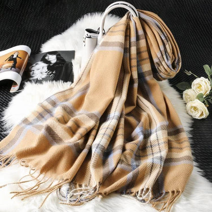 Long tassel double-sided cashmere shawl scarves, Shawls & Hats