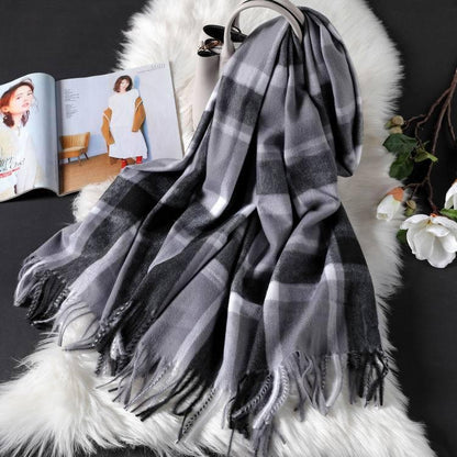 Long tassel double-sided cashmere shawl scarves, Shawls & Hats