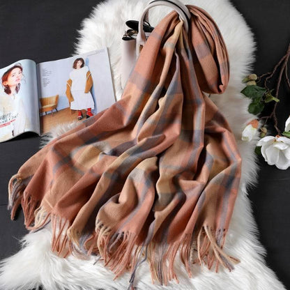 Long tassel double-sided cashmere shawl scarves, Shawls & Hats