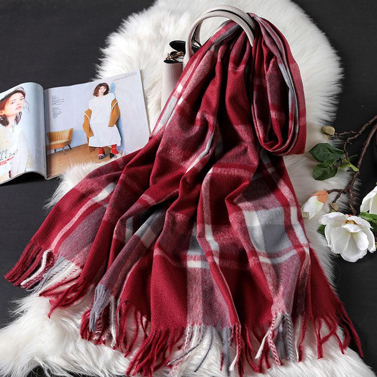 Long tassel double-sided cashmere shawl scarves, Shawls & Hats