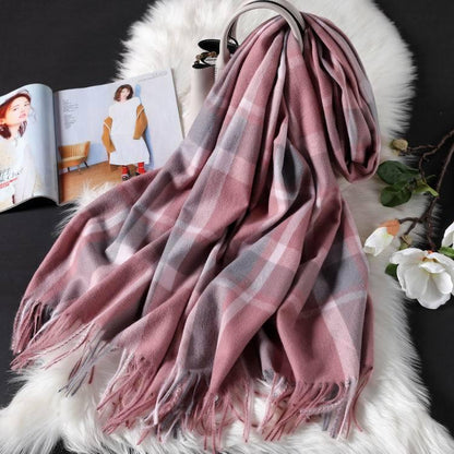 Long tassel double-sided cashmere shawl scarves, Shawls & Hats