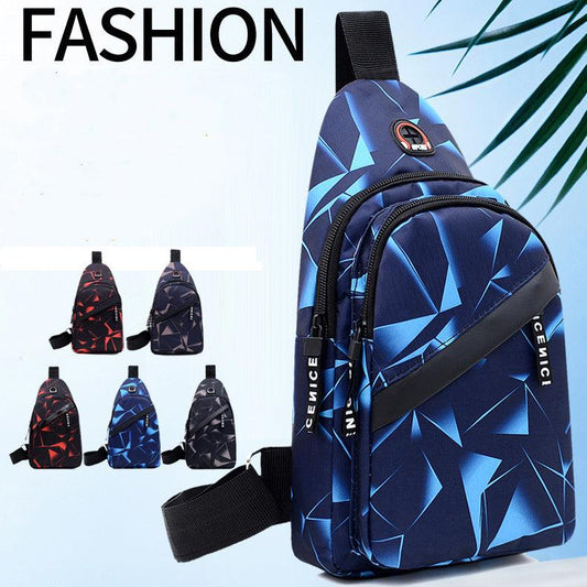 Men Crossbody Chest Bag With Earphone Hole Design Shoes & Bags