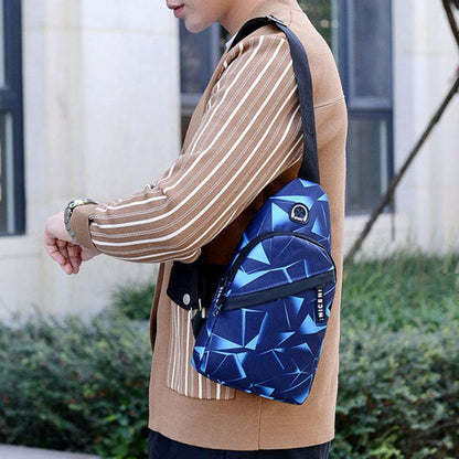 Men Crossbody Chest Bag With Earphone Hole Design Shoes & Bags