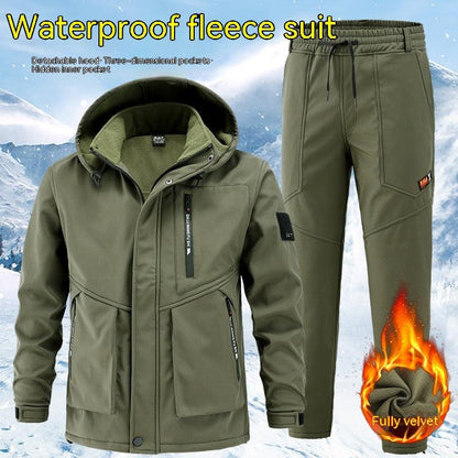 Men's Cold-proof Velvet Thick Work Clothes Suit men's clothing