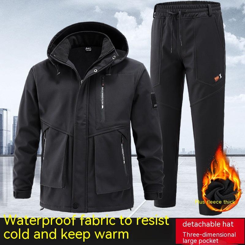 Men's Cold-proof Velvet Thick Work Clothes Suit men's clothing
