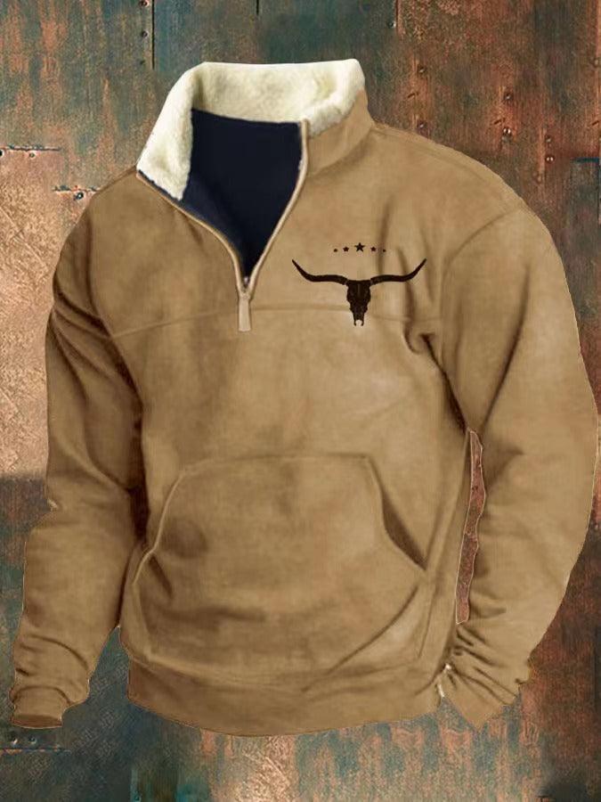 Men's Half Zipper Printed Long-sleeved Top men's clothing
