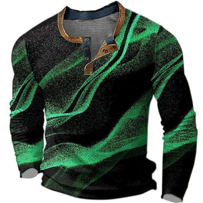 Men's Long Sleeve Polyester Shirt Printed men's clothing