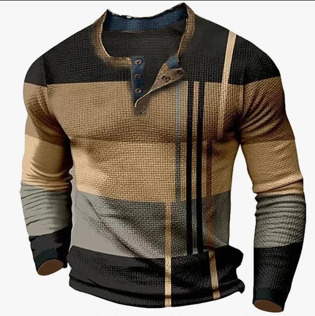 Men's Long Sleeve Polyester Shirt Printed men's clothing