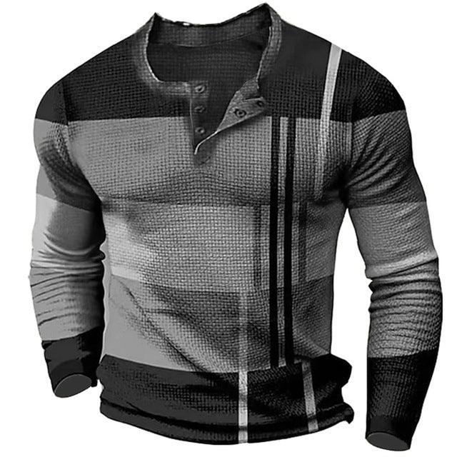 Men's Long Sleeve Polyester Shirt Printed men's clothing