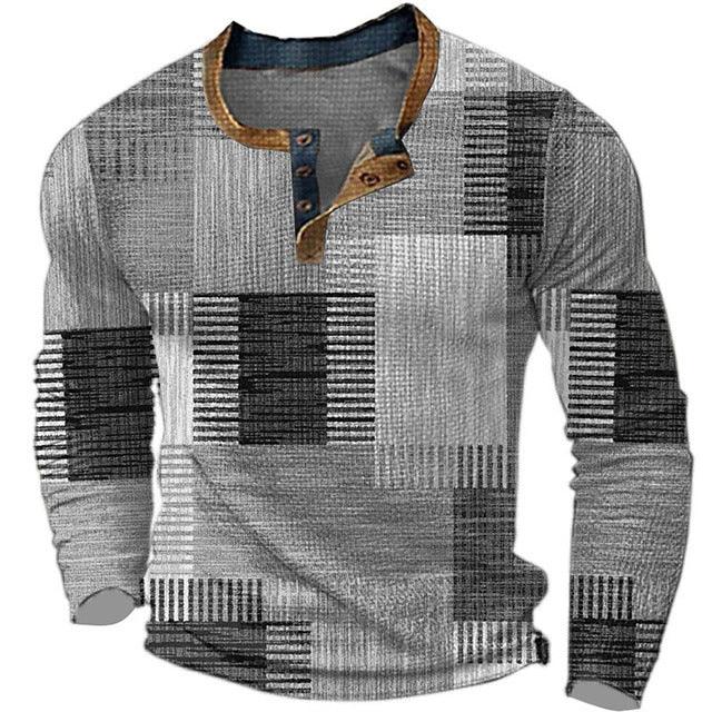 Men's Long Sleeve Polyester Shirt Printed men's clothing