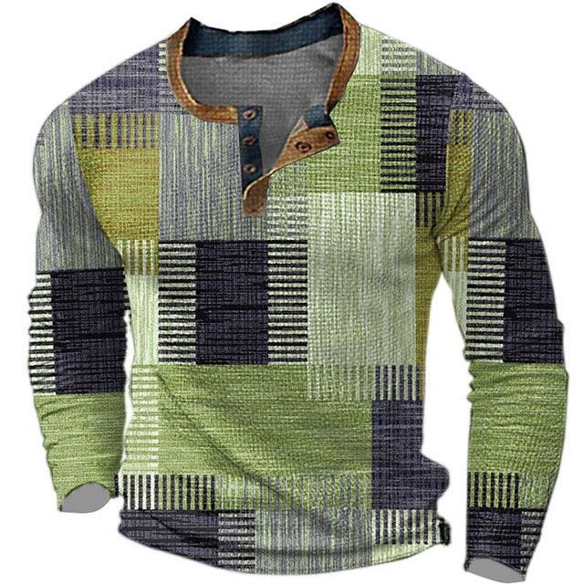 Men's Long Sleeve Polyester Shirt Printed men's clothing