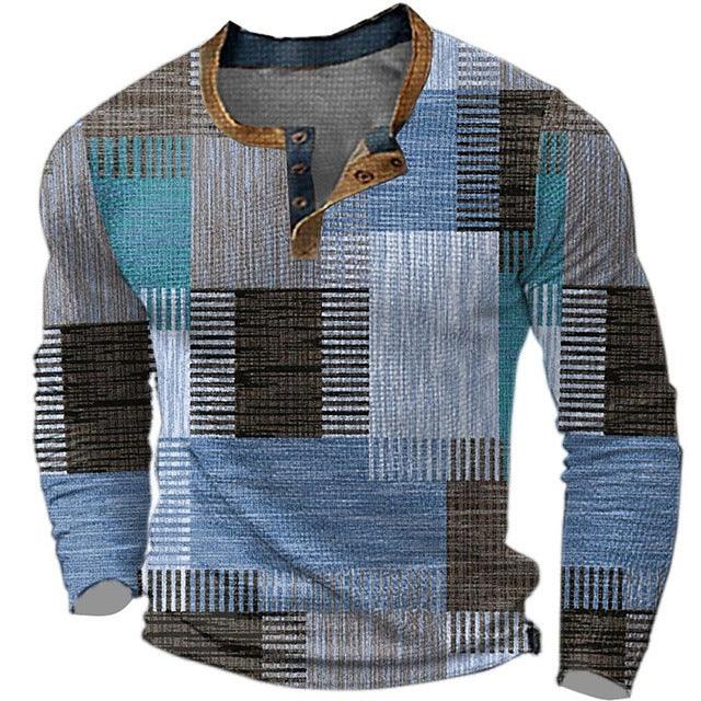 Men's Long Sleeve Polyester Shirt Printed men's clothing