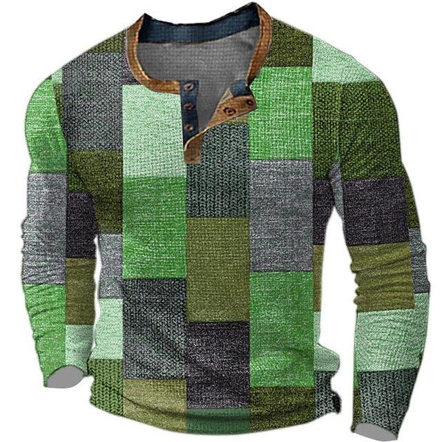 Men's Long Sleeve Polyester Shirt Printed men's clothing