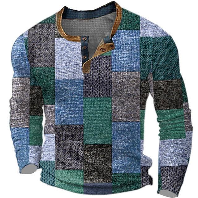 Men's Long Sleeve Polyester Shirt Printed men's clothing