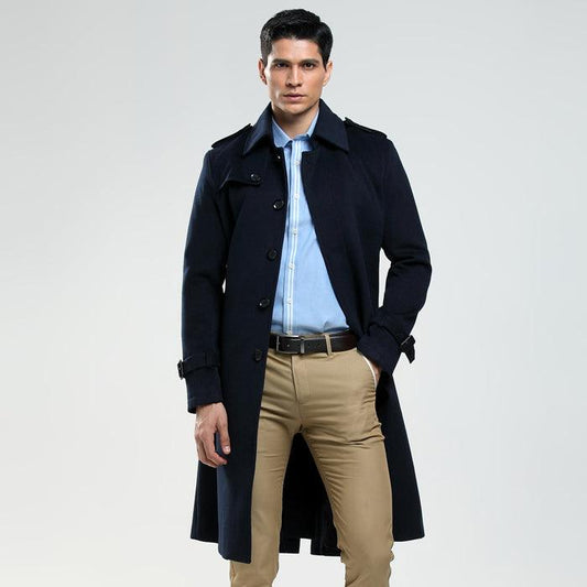 Men's New Casual Long Tweed Coat Winter clothes for men