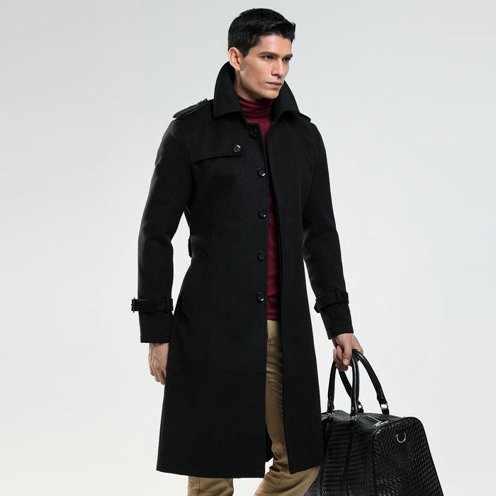 Men's New Casual Long Tweed Coat Winter clothes for men