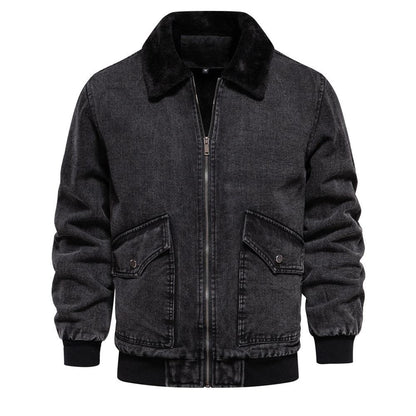 Men's Plush Denim Jacket In European Size Winter clothes for men