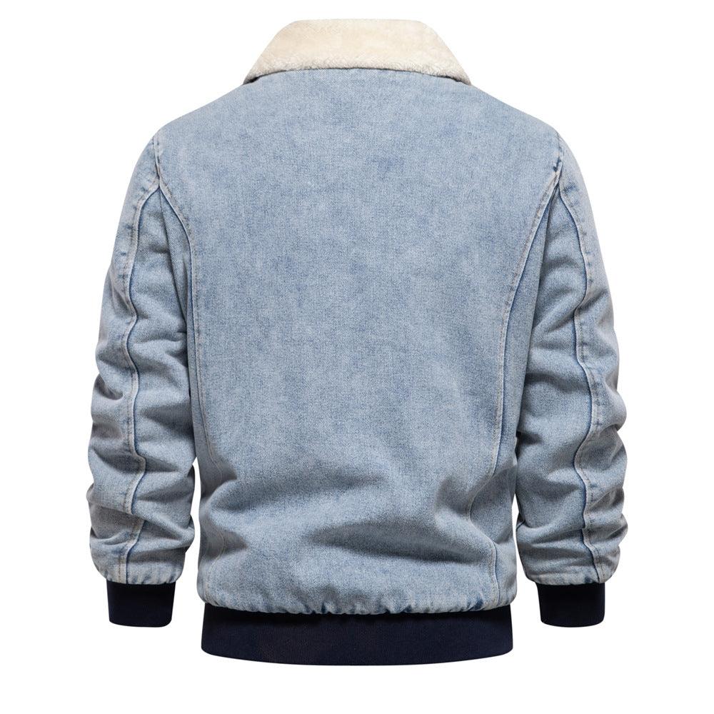 Men's Plush Denim Jacket In European Size Winter clothes for men