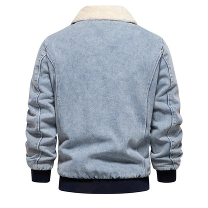 Men's Plush Denim Jacket In European Size Winter clothes for men