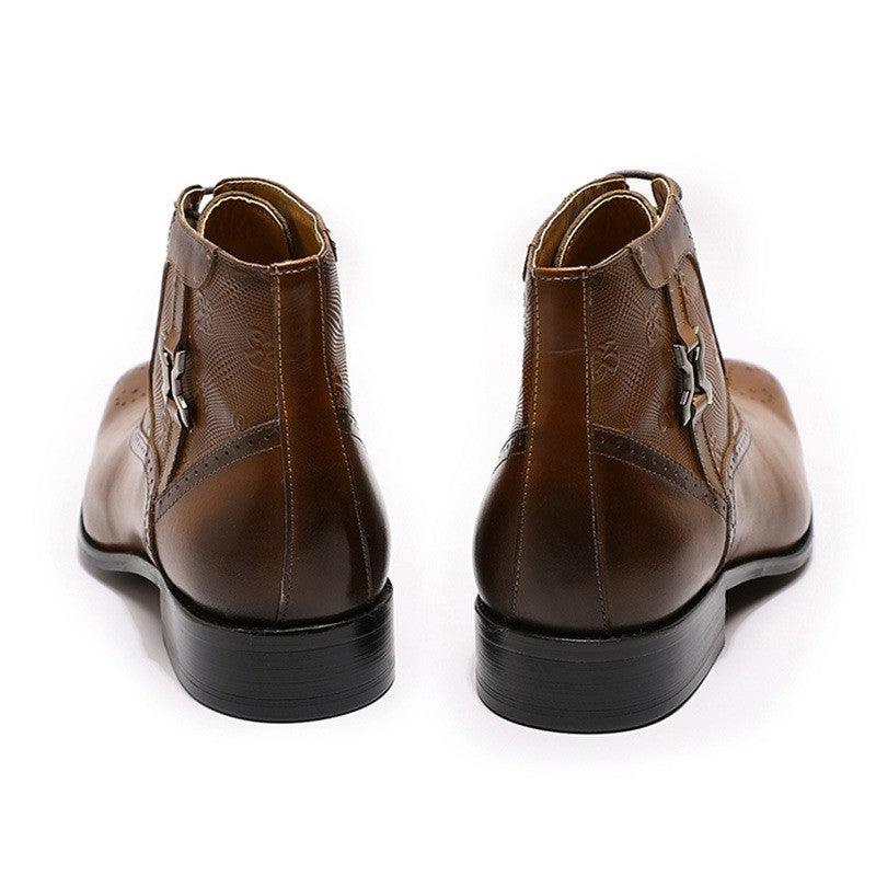 Men's Pointed Leather Boots Front Lace-up  Boots shoes, Bags & accessories