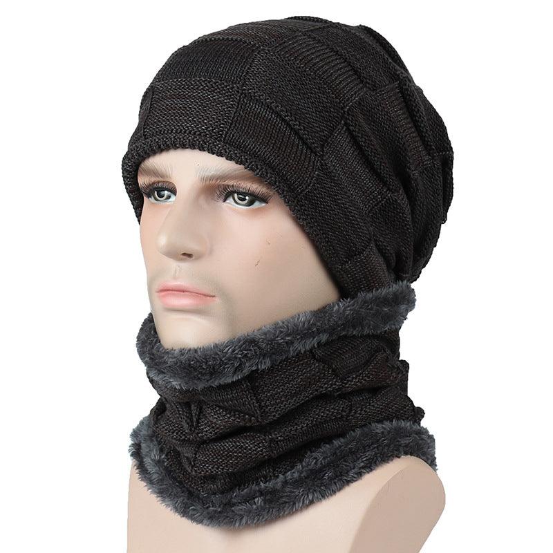 Men's Square Plaid Fleece Beanie Hat Winter clothes for men