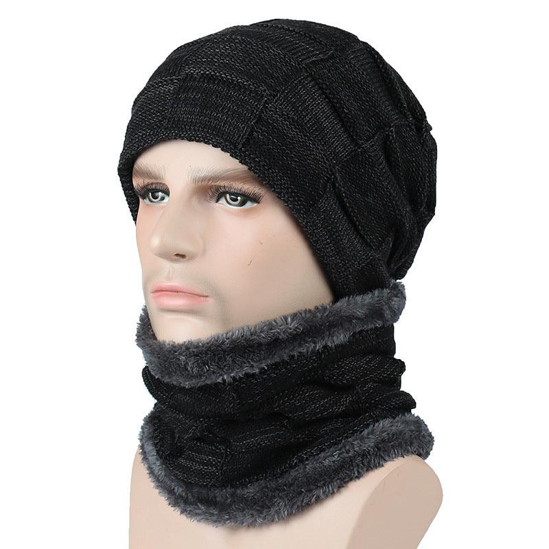 Men's Square Plaid Fleece Beanie Hat Winter clothes for men