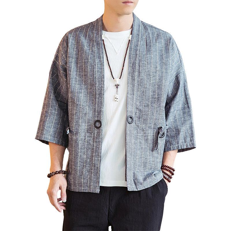 Men's Striped Cardigan Thin Coat Winter clothes for men