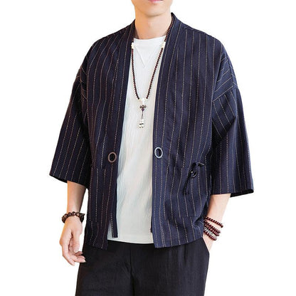 Men's Striped Cardigan Thin Coat Winter clothes for men