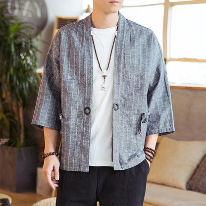 Men's Striped Cardigan Thin Coat Winter clothes for men