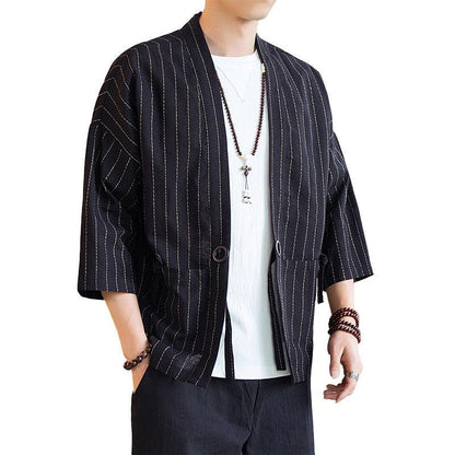 Men's Striped Cardigan Thin Coat Winter clothes for men