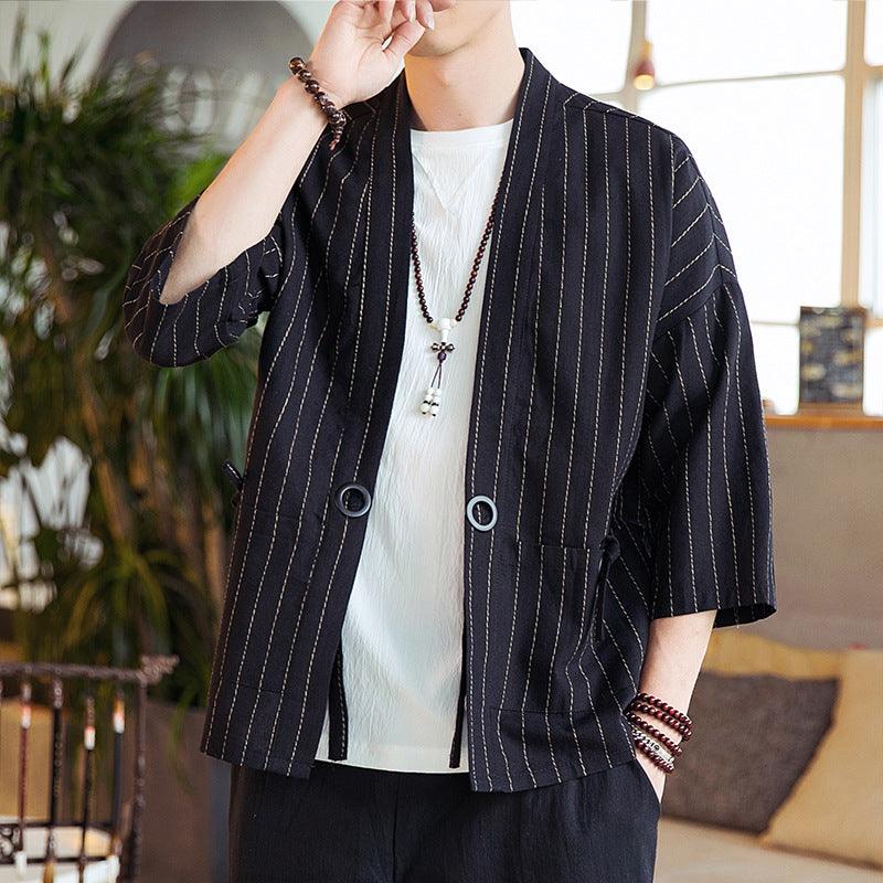 Men's Striped Cardigan Thin Coat Winter clothes for men