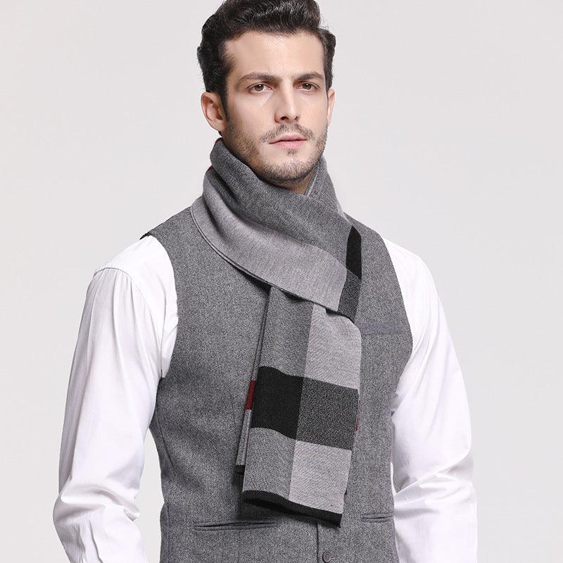 Men's Wool Knitted Scarf British Style Winter clothes for men