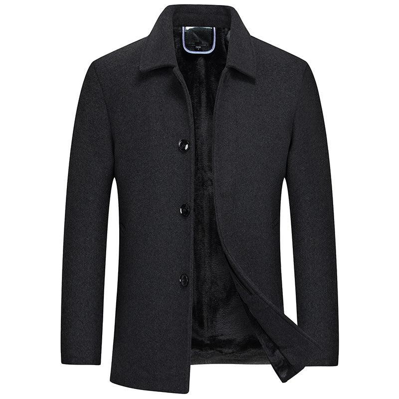 Men's Woolen Overcoat With Fleece And Thick Lapels Winter clothes for men