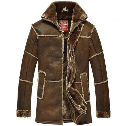 Mid-length Leather Jacket Coat For Men Winter clothes for men