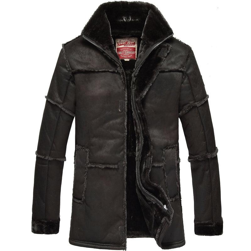 Mid-length Leather Jacket Coat For Men Winter clothes for men