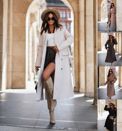 Minimalist Long Sleeve Suit Collar Woolen Coat winter clothes for women