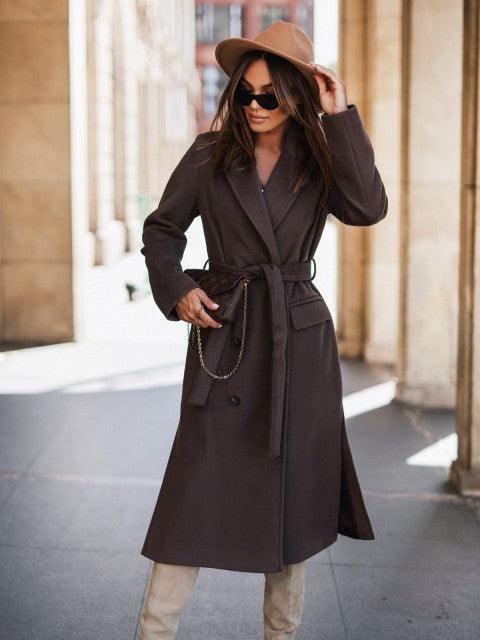 Minimalist Long Sleeve Suit Collar Woolen Coat winter clothes for women