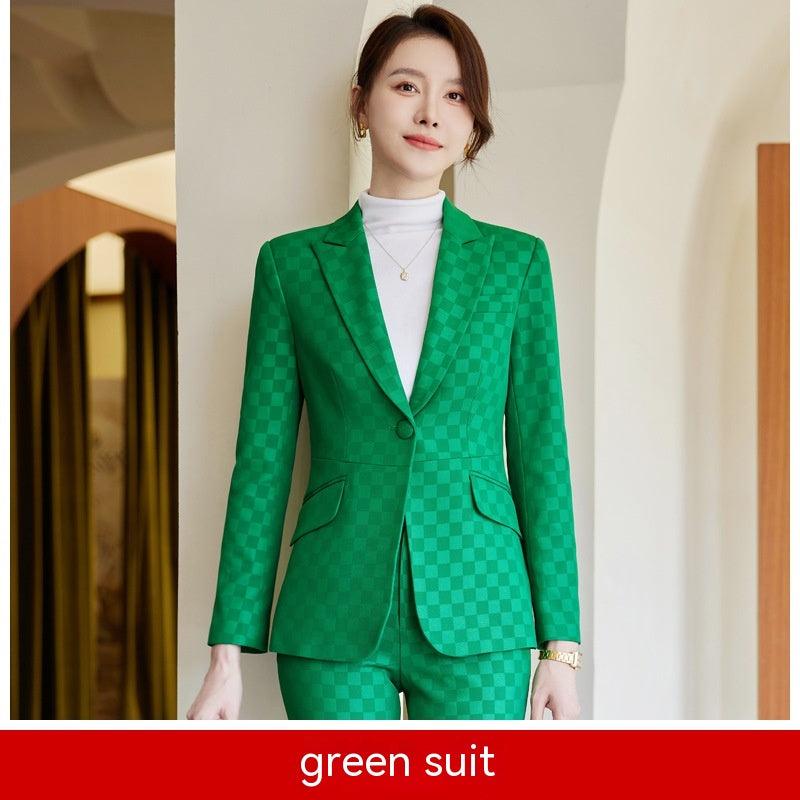 Plaid Green Suit Slim Socialite winter clothes for women