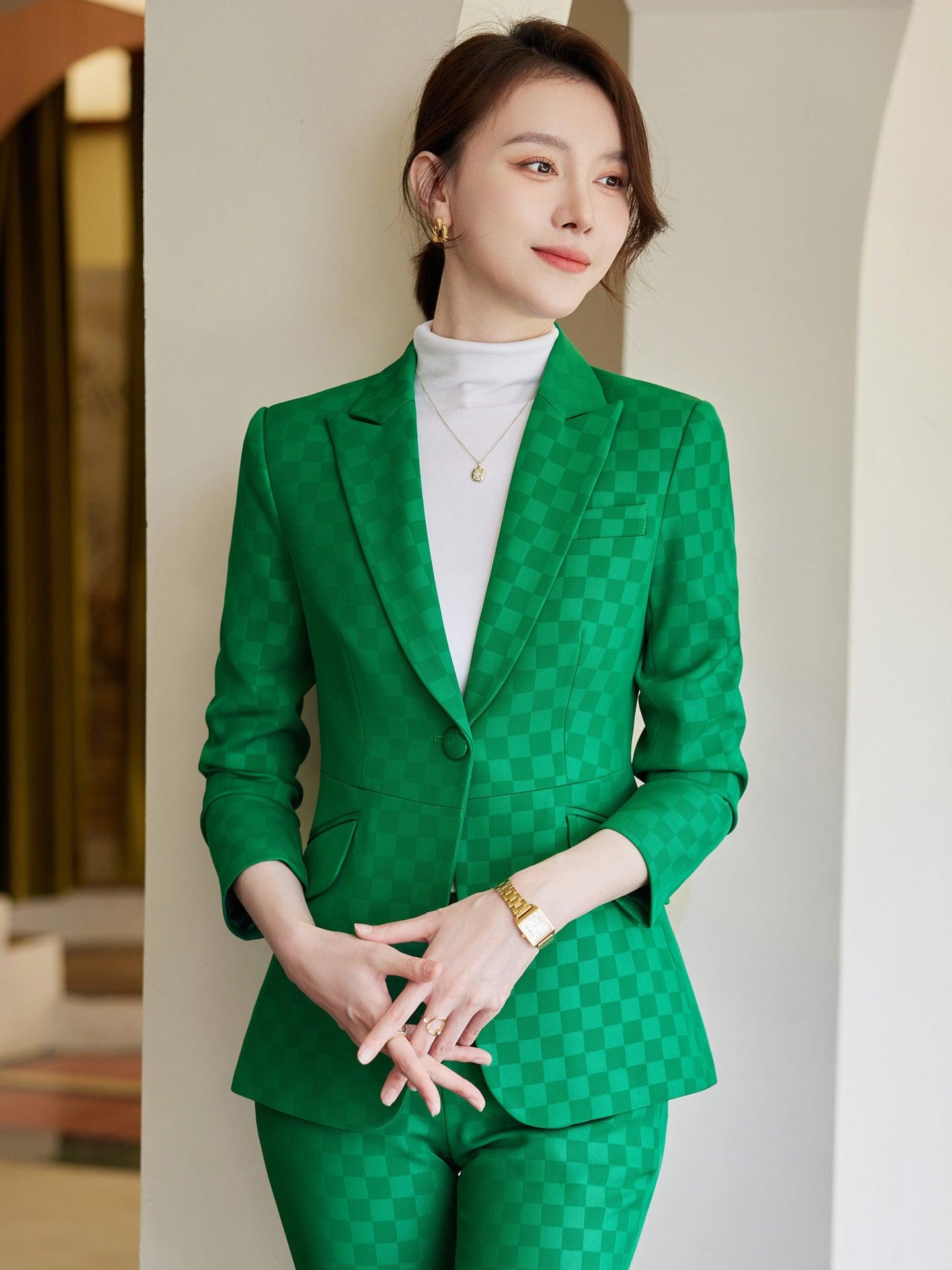 Plaid Green Suit Slim Socialite winter clothes for women