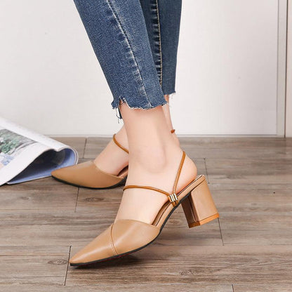 Pointed Toe Two-way Chunky Heel Sandals Shoes & Bags